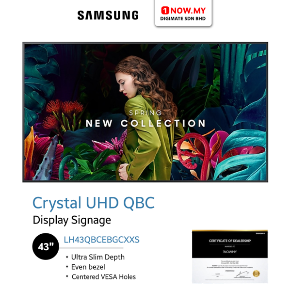 SAMSUNG 43" QBC Professional Display Signage LH43QBCEBGCXXS | Slim Design Stunning Performance