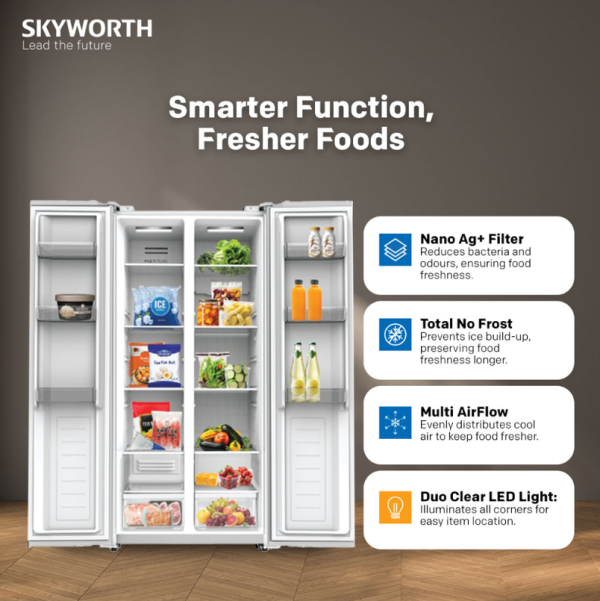 SKYWORTH 556L Casa Series ProSilent Inverter SBS Refrigerator SBS-501WPGE | No Frost Energy Efficient - Image 6