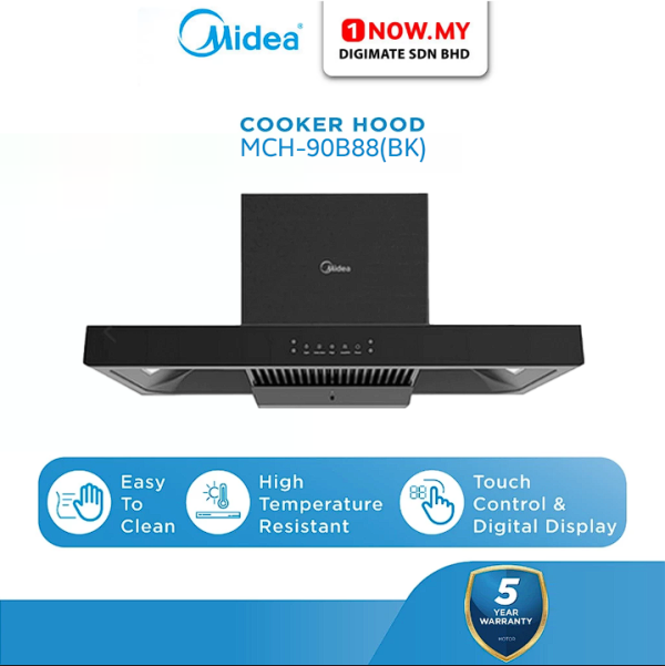 MIDEA 1500m3/hr Cooker Hood MCH-90B88(BK) | Duct Out Touch Wave Control