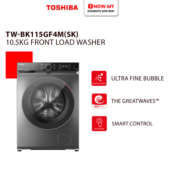 TOSHIBA 10.5kg Inverter Front Load Washing Machine TW-BK115GF4M(SK) | 12 Programs Energy Efficient