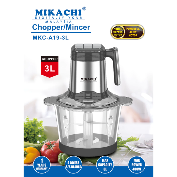 MIKACHI 3L Food Chopper Mincer MKC-A19-3L - Image 2