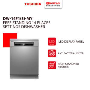 TOSHIBA Free Standing Dishwasher DW-14F1(S)-MY | Dual Wash Zone Effortless Effective Eco-Dishwashing