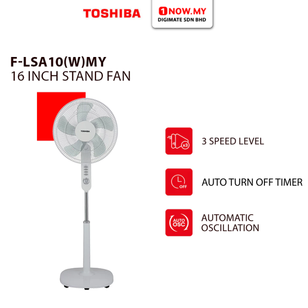 TOSHIBA 16" Stand Fan F-LSA10(W)MY | Energy Saving Adjustable Height