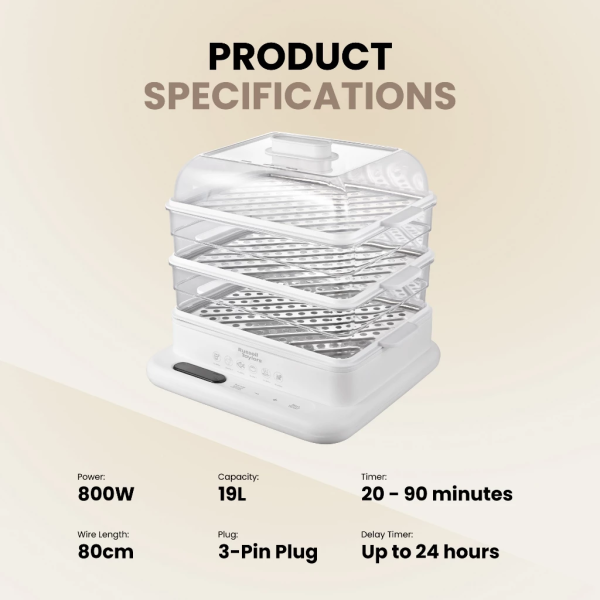 RUSSELL TAYLORS 19L 3-Tier Food Steamer MC30 | Stainless Steel Tray Efficient - Image 7