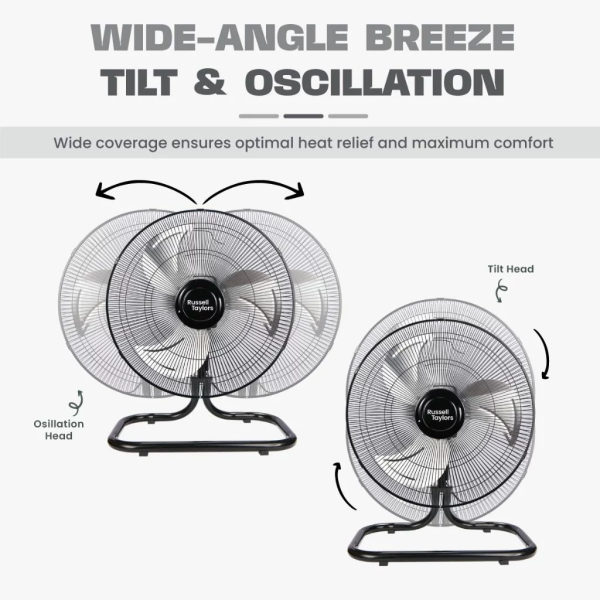 RUSSELL TAYLORS 18 inch Industrial Floor Fan FF6 | 3-Blade Strong Wind - Image 3