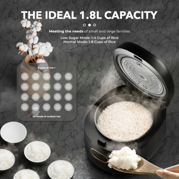 RUSSELL TAYLORS 1.8L Digital Low Sugar Rice Cooker RC10 - Image 3