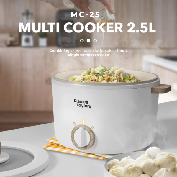 RUSSELL TAYLORS 2.5L Multi Cooker With Steamer MC25S | Non Stick Compact - Image 2