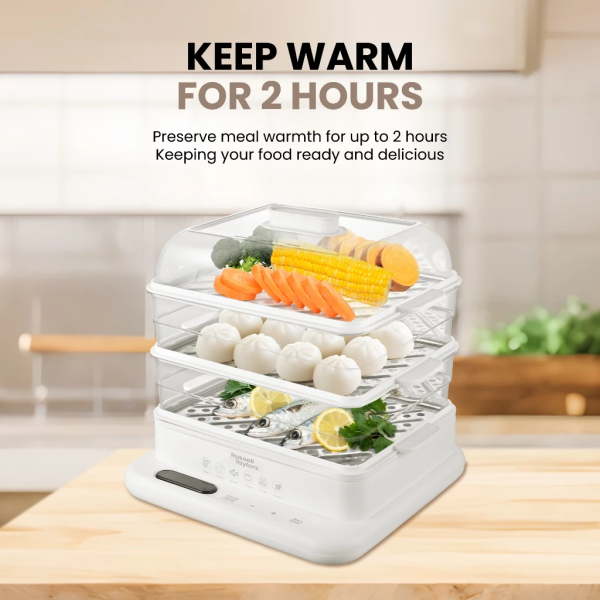 RUSSELL TAYLORS 19L 3-Tier Food Steamer MC30 | Stainless Steel Tray Efficient - Image 6
