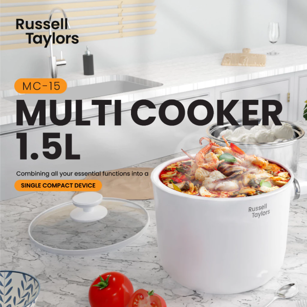 RUSSELL TAYLORS 1.5L Multi Cooker With Steamer MC15S | Non Stick Compact - Image 2
