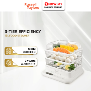 RUSSELL TAYLORS 19L 3-Tier Food Steamer MC30 | Stainless Steel Tray Efficient