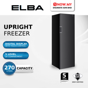 ELBA 270L Upright Freezer EUF-Q2750FF(GR) | 5 Level Compartment