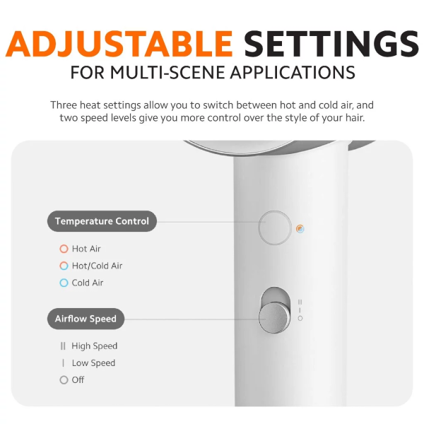XIAOMI H500 Ionic Hair Dryer BHR5045HK | Hot Cold Air Smart Temperature Control - Image 3