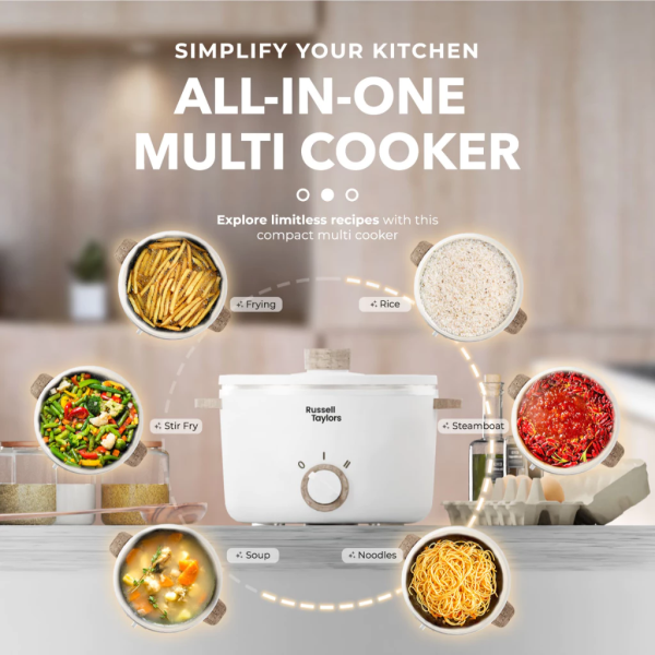 RUSSELL TAYLORS 2.5L Multi Cooker With Steamer MC25S | Non Stick Compact - Image 3