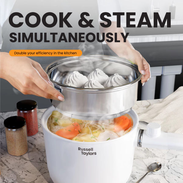 RUSSELL TAYLORS 1.5L Multi Cooker With Steamer MC15S | Non Stick Compact - Image 4