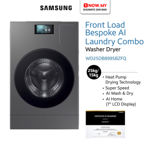 SAMSUNG 25/15kg Inverter Bespoke AI Laundry Washer Dryer WD25DB8995BZFQ | Smart Heat Pump Drying