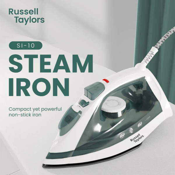 RUSSELL TAYLORS Compact Steam Iron SI-10 | Durable Non-Stick Soleplate - Image 2