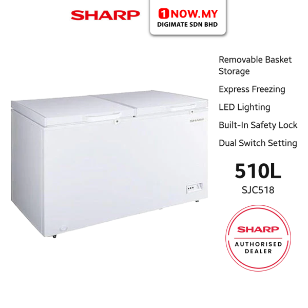 SHARP 510L Chest Freezer SJC518 | 2-Door Durable Express Freezing