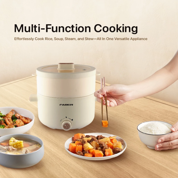 FABER 2L Pine-S Multi Cooker FMC-1508WH | 700W Prepare Multiple Dishes One Go - Image 2
