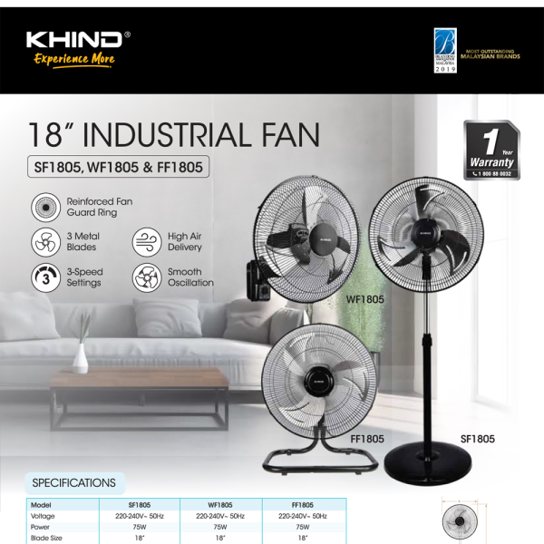 KHIND 18" Industrial Wall Fan WF1805 | High Air Density - Image 3