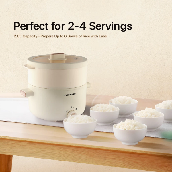 FABER 2L Pine-S Multi Cooker FMC-1508WH | 700W Prepare Multiple Dishes One Go - Image 3