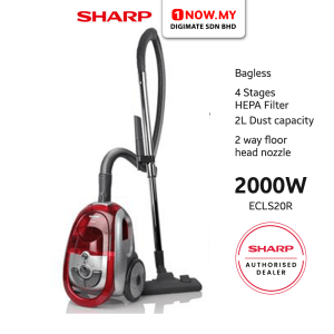SHARP 2000W Vacuum Cleaner ECLS20R | Bagless Powerful Suction HEPA Filter