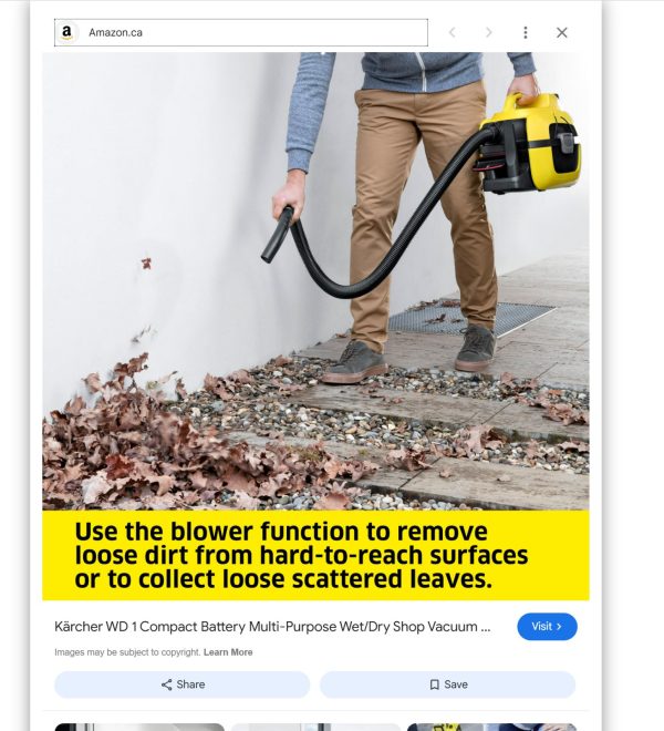 KARCHER 15L Multi-Purpose Vacuum Cleaner WD1 | Compact Safe Wet & Dry - Image 2