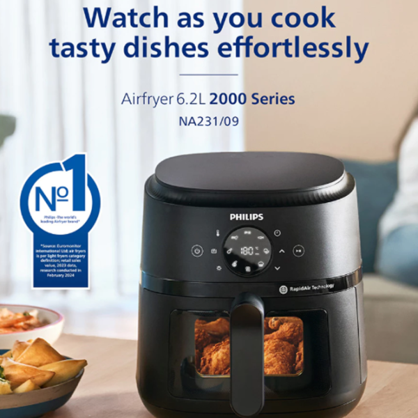 PHILIPS 6.2L 2000 Series Airfryer NA231/09 | Cooking Window Energy Saving - Image 2