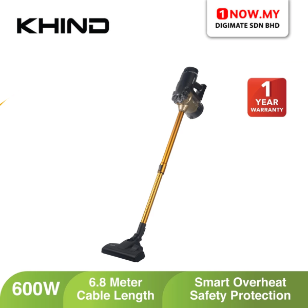KHIND Stick Vacuum Cleaner VC68P | Bagless Corded 6.8 Meter Cable 600W