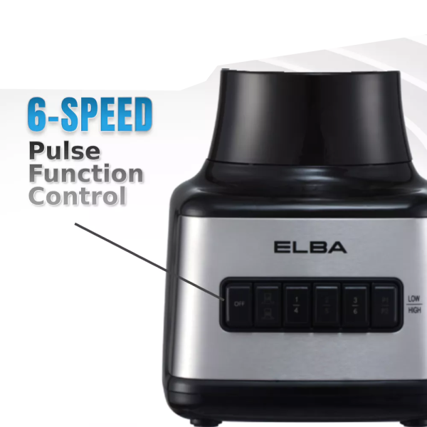 ELBA 1.5L Glass Jar Blender EBG-K1556G(BK) | 6-speed with Pulse Function Grinder 500W - Image 3