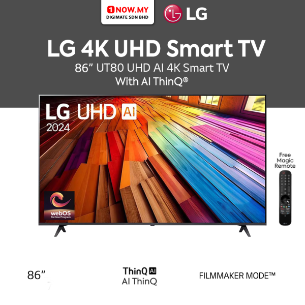 LG 86″ UT80 4K UHD AI Smart TV 86UT8050PSB | Ultra Clear View Entertainment