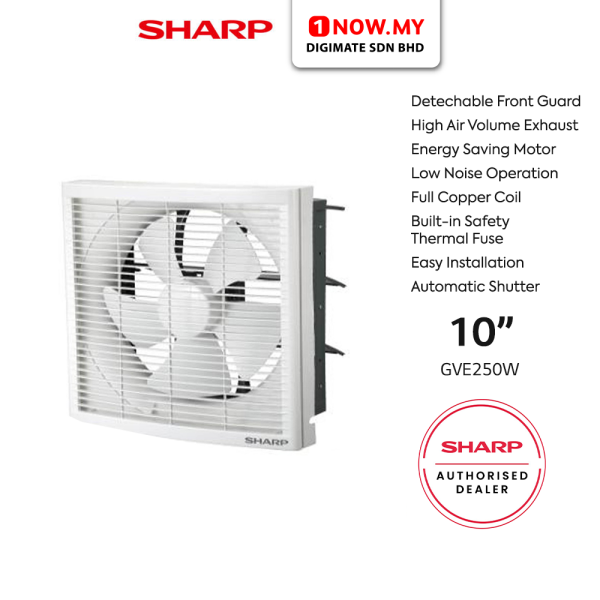 SHARP 10" Exhaust Fan GVE250W | High Air Volume Easy Install