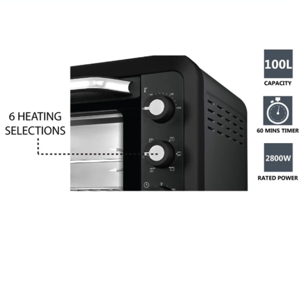 ELBA 100L Electric Oven EEO-G1029(BK) | Rotisseries Convection Function - Image 3