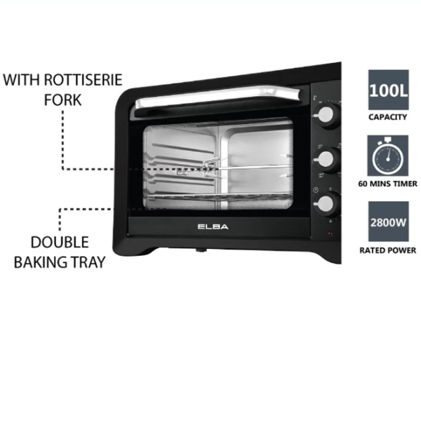 ELBA 100L Electric Oven EEO-G1029(BK) | Rotisseries Convection Function - Image 4