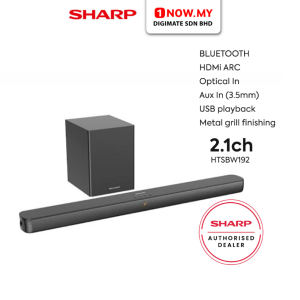SHARP 2.1ch Sound Bar with Wireless Subwoofer HTSBW192