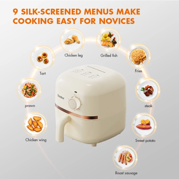 GAABOR 2L Mini Air Fryer AF20M-YE01A | Knob Control Non-Stick Coating - Image 4