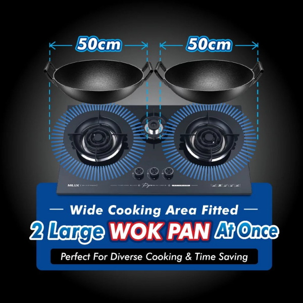 MILUX 2 Burners Built-In Gas Hob MGH-9021 | Wide Cooking Area - Image 4