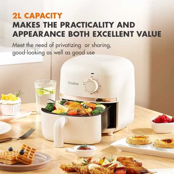 GAABOR 2L Mini Air Fryer AF20M-YE01A | Knob Control Non-Stick Coating - Image 2