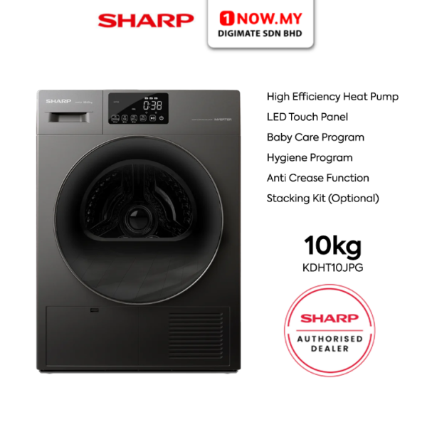 SHARP 10kg Front Load Heat Pump Dryer KDHT10JPG | High Efficient