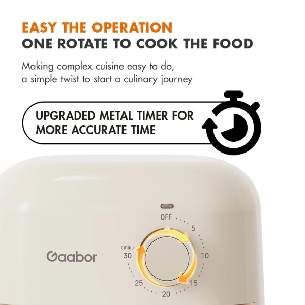 GAABOR 2L Mini Air Fryer AF20M-YE01A | Knob Control Non-Stick Coating - Image 7