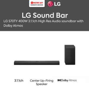 LG 3.1.1ch Soundbar With Dolby ATMOS S70TY | Smooth Gaming Sound 120Hz