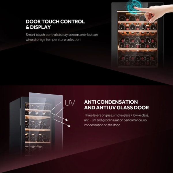HAIER 198L Wine Chiller HWS-84G | Smart Digital Touch Control Panel Anti-UV Door - Image 7