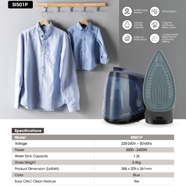 KHIND Steam Generator Iron SI501P | Anti-Stick Soleplate - Image 4