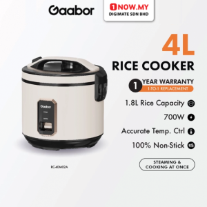 GAABOR 4L Rice Cooker RC-40M02A | One-Touch Steaming Cooking Non-Stick Coating