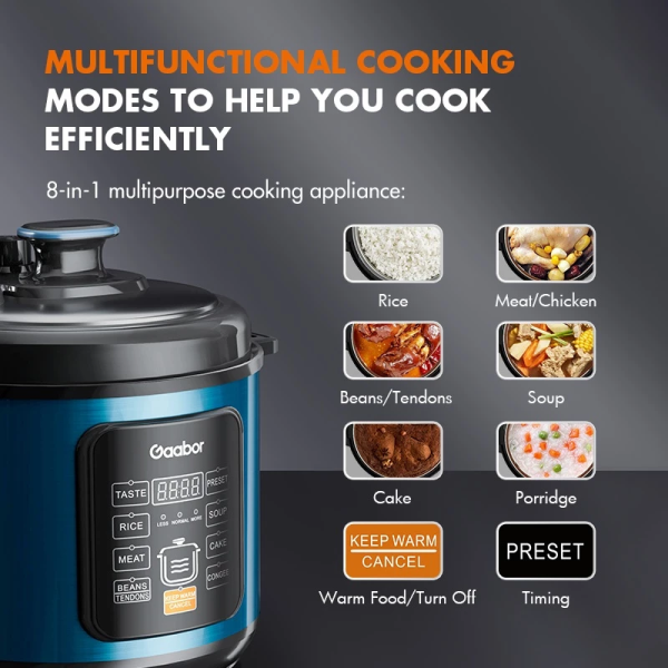 GAABOR 6L Multifunctional Pressure Cooker RC-60E01A | Large Capacity 1000W - Image 3