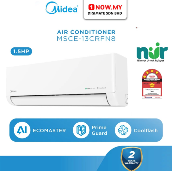 MIDEA 1.5HP Celest Inverter Wall Air-Conditioner MSCE-13CRFN8 | 4 Star Energy Efficient AC Cooling