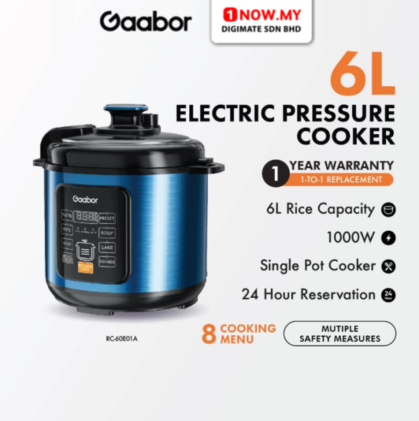 GAABOR 6L Multifunctional Pressure Cooker RC-60E01A | Large Capacity 1000W