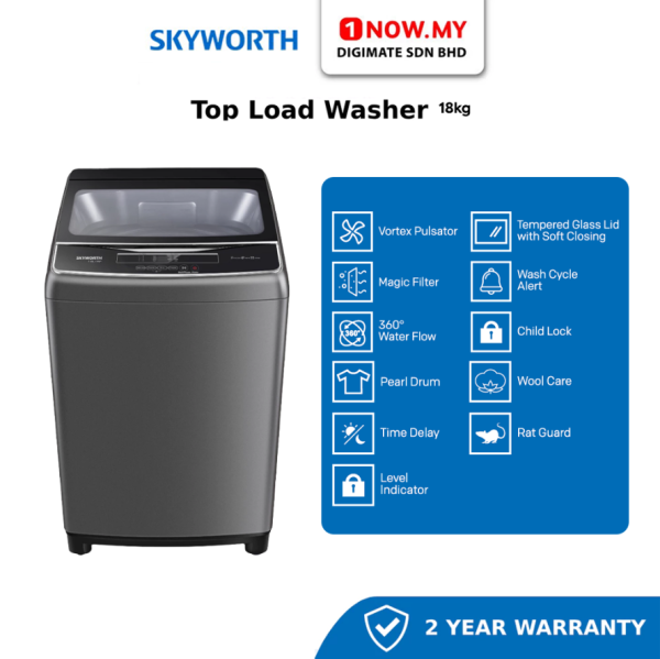 SKYWORTH 18kg Top Load Washer T18L17NP