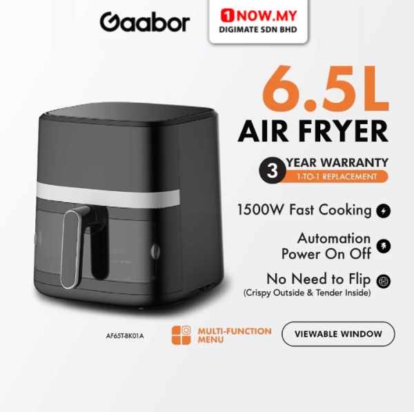 GAABOR 6.5L Air Fryer AF65T-BK01A | Non Stick Coating Touch Visual Window