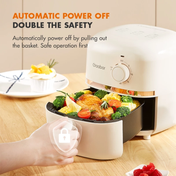 GAABOR 2L Mini Air Fryer AF20M-YE01A | Knob Control Non-Stick Coating - Image 3