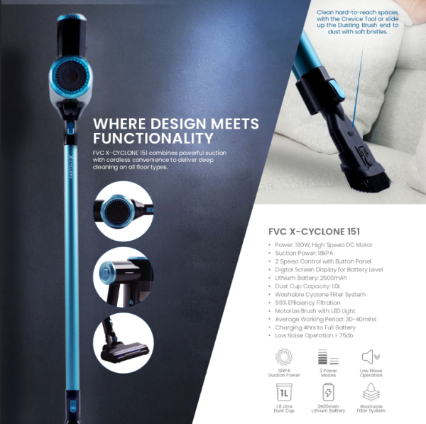 FABER X-Cyclone Vacuum Cleaner Cordless Stick FVC X-CYCLONE 151 - Image 2